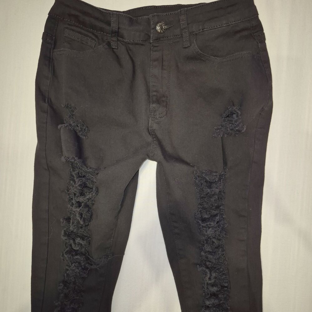 SHEIN Ladies' Black distressed skinny jeans in size Medium/ 26" waist